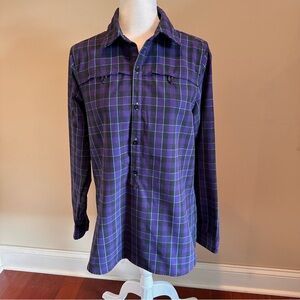 Burton DryRide Flannel 3/4 Button Down Purple & Blue Size Medium